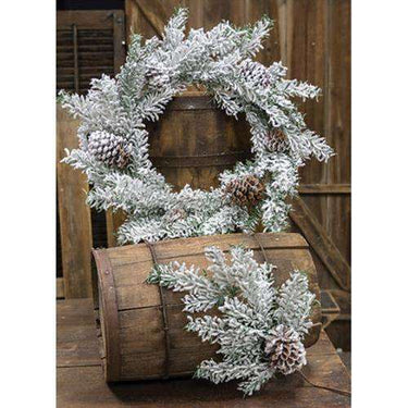 Heavy Snowy Mix Pine Wreath, 24